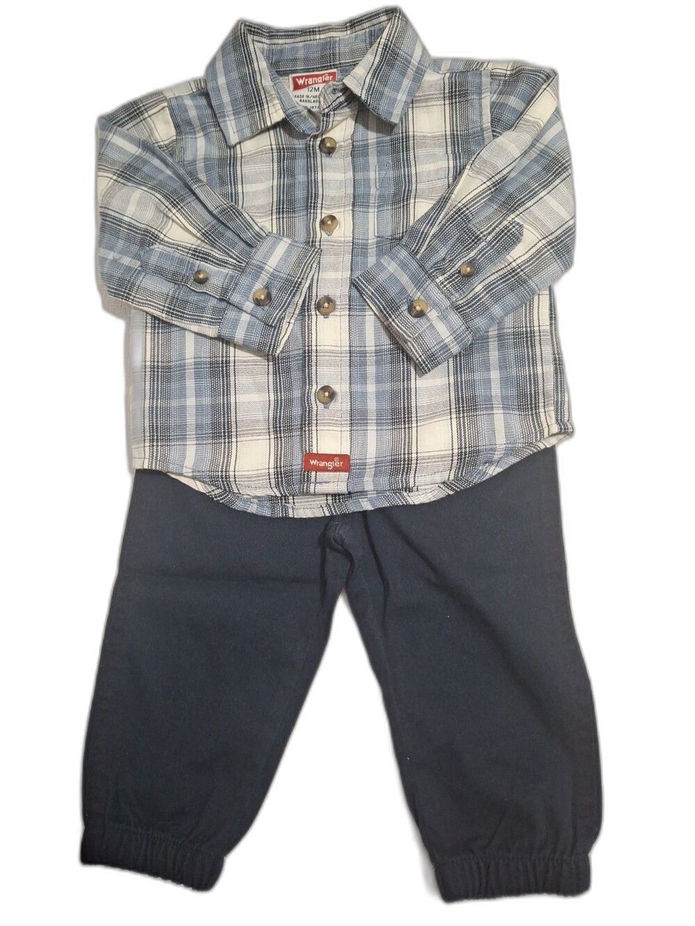 Boys Wrangler Shirt And Pant Set 12 Months Toddler Blue NWT